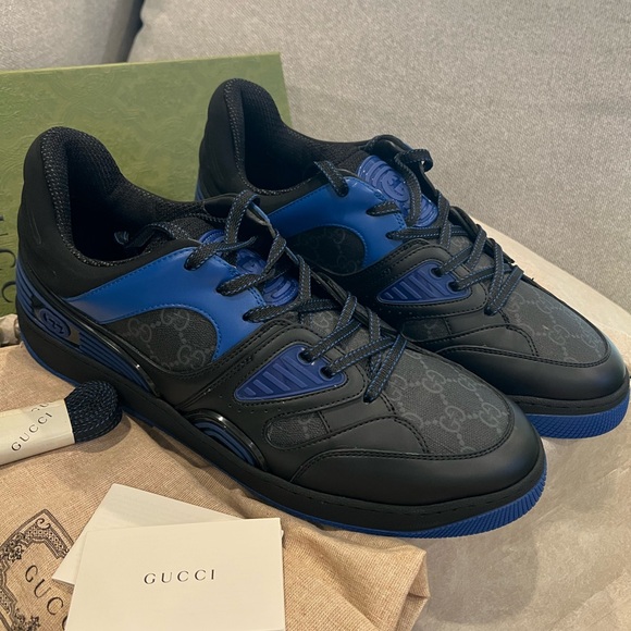 NEW Gucci Men’s Supreme GG Logo Blue Sneakers - Picture 3 of 13